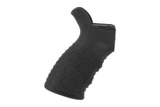 Hexmag Tactical AR-15 pistol grip with Hexmad pattern texture, black.